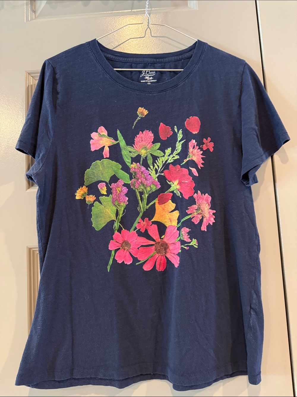 LAST CALL! J. Crew Collectible Navy Tee with Pink & Green Floral Bouquet